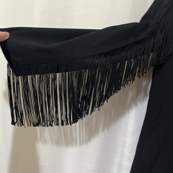 NWOT Zara Black Rounded Neck Dress with Fringed Sleeves and Back a110 - Picture 7 of 7